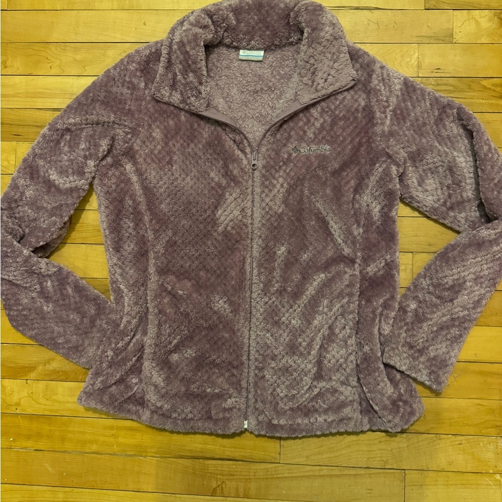 Columbia Beech Forest Women's L Full Zip Textured Fleece Jacket - Purple